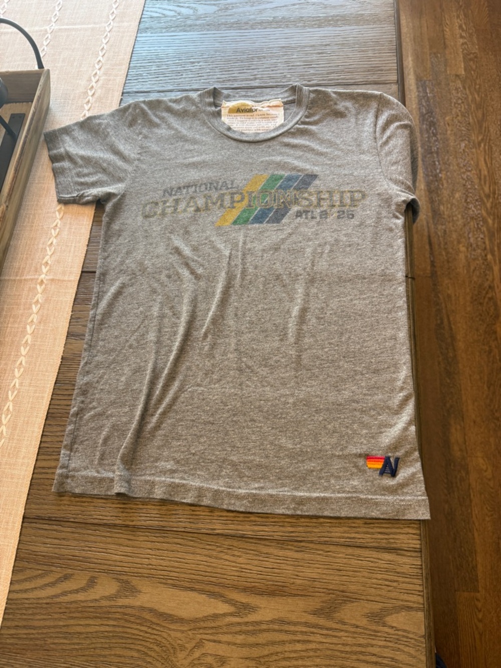 Aviator Nation Grey 'Championship' Stripe Graphic Tee